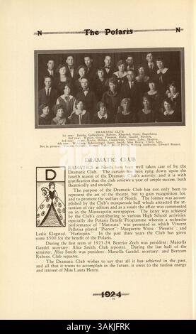 Das North High Yearbook 1924, Polaris, enthält Dokumentationen über Schüler, Lehrer, Vereine, Leichtathletik und wichtige Ereignisse während des Schuljahres 1923-1924, mit einem Schwerpunkt auf der Geschichte der afroamerikanischen North High School. Stockfoto