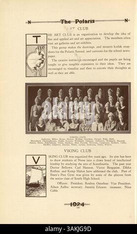 Das North High Yearbook 1924, Polaris, bietet einen detaillierten Einblick in die Beiträge der Schüler, Lehrer, Leichtathletik, Vereine und Afroamerikaner während des akademischen Jahres 1923-1924. Stockfoto