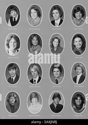 Bear '79, das Jahrbuch 1979 der Lincoln High School, bietet eine visuelle Aufzeichnung des Schuljahres 1978-1979 mit Schülern, Mitarbeitern, Sportarten und Clubs. Stockfoto