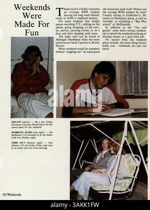Das Jahrbuch „Aurean“ 1986 der Richfield High School zeigt Schüler, Lehrer, Vereine, Leichtathletik und wichtige Veranstaltungen aus dem Schuljahr 1985-1986. Stockfoto