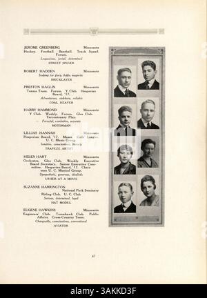 Das Hesperian Yearbook 1917 der West High School zeigt die Schüler, Lehrkräfte, Leichtathletik, Vereine und bedeutende Ereignisse aus dem akademischen Jahr 1916-1917 und zeichnet eine Momentaufnahme des Schullebens während dieser Zeit auf. Stockfoto
