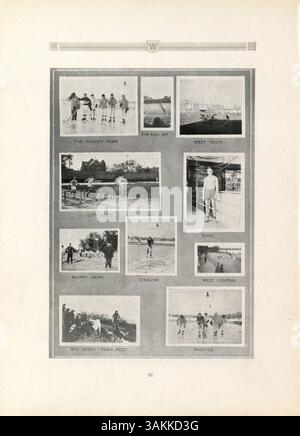 Das Hesperian Yearbook 1917 der West High School fängt das Schuljahr mit Schülern, Lehrern, Leichtathletik und Vereinen von 1916 bis 1917 ein. Stockfoto