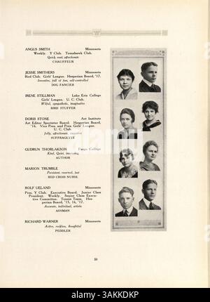 Das Hesperian 1917, das Jahrbuch der West High, enthält Fotos, Artikel und Vereinsdetails aus dem akademischen Jahr 1916-1917. Es zeigt Schüler, Dozenten, Sportmannschaften und bemerkenswerte Schulveranstaltungen und bewahrt das Wesen des Schullebens während dieser Zeit. Stockfoto