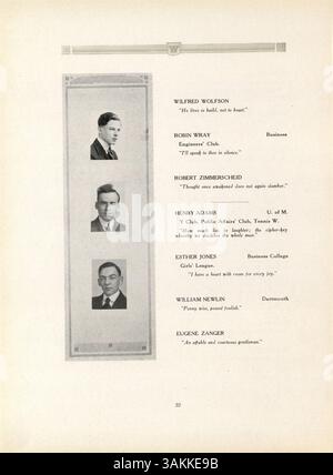 Das Hesperian Yearbook 1917 der West High School zeigt die Leistungen von Schülern, Vereinen, Sportmannschaften und Dozenten während des akademischen Jahres 1916-1917. Es ist ein wichtiges Dokument, um die Kultur und Gemeinschaft der Schule zu dieser Zeit zu verstehen. Stockfoto