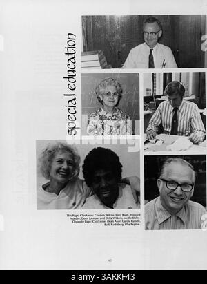 Das Jahrbuch „Collage“ 1974 der Marshall-University erfasst das Studentenleben, die Lehrkräfte, die Leichtathletik, soziale Veranstaltungen und die wichtigsten Aktivitäten des Schuljahres 1973-1974. Stockfoto