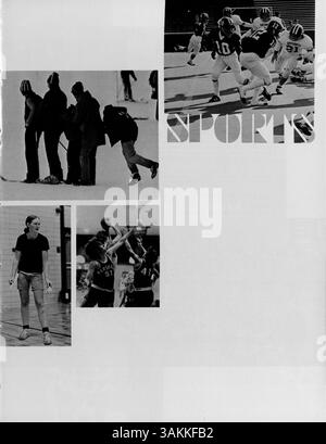 Das „Collage“ Jahrbuch 1974 der Marshall University bietet einen detaillierten Überblick über die Studenten, Lehrkräfte, Vereine, Leichtathletik und wichtige Ereignisse während des Schuljahres 1973-1974. Stockfoto