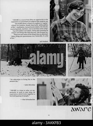 Das „Collage“ Jahrbuch 1974 der Marshall University zeigt Porträts von Schülern, Lehrern, Sportmannschaften, Vereinen und unvergesslichen Ereignissen aus dem Schuljahr 1973-1974. Stockfoto