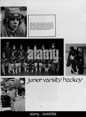 Das Collage Yearbook 1974 der Marshall University 1973-1974 dokumentiert Studenten, Lehrkräfte, Leichtathletik und außerschulische Aktivitäten. Stockfoto