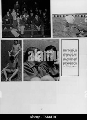 Das Jahrbuch „Collage“ der Marshall-University 1974 zeigt Studenten, Lehrkräfte, Sportmannschaften, Schulvereine und wichtige Veranstaltungen aus dem akademischen Jahr 1973-1974. Stockfoto