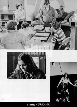 Das Jahrbuch „Bravura“ 1975 der Blake High School zeigt Höhepunkte des Schuljahres 1974-1975 und dokumentiert Studentenclubs, Leichtathletik, Lehrkräfte und afroamerikanische Geschichte. Stockfoto