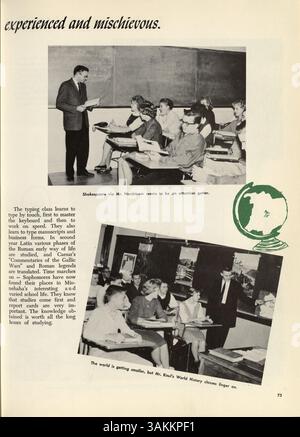 Das Geweih-Jahrbuch 1960 der Minnehaha Academy beleuchtet das Schülerleben, die Leichtathletik, außerschulische Clubs und wichtige Veranstaltungen aus dem Schuljahr 1959-1960. Stockfoto