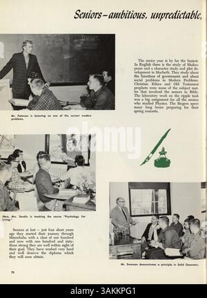 Diese Ausgabe 1960 des Jahrbuchs der Minnehaha Academy, Antler 1960, dokumentiert die Schülerschaft, die Fakultät, die Schulveranstaltungen und die außerschulischen Aktivitäten des Schuljahres 1959-1960. Stockfoto