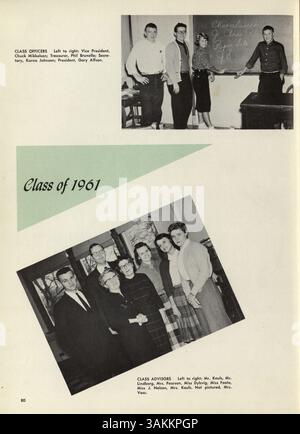 Das Antler 1960 Jahrbuch der Minnehaha Academy dokumentiert die Schüler, Lehrer, Leichtathletik, Vereine und Schlüsselveranstaltungen des Schuljahres 1959-1960. Stockfoto