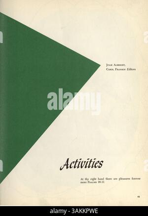 Das Jahrbuch „Antler 1960“ der Minnehaha Academy dokumentiert das Schuljahr 1959-1960. Hier werden Schüler, Lehrer, Sport, Vereine, und Großveranstaltungen. Stockfoto