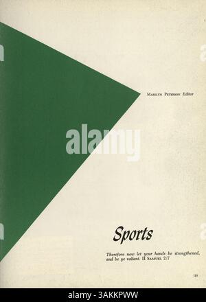 Die Ausgabe 1960 des Antler Yearbook der Minnehaha Academy präsentiert Schüler, Lehrer, Leichtathletik, Vereine und große Schulveranstaltungen aus dem akademischen Jahr 1959-1960. Stockfoto