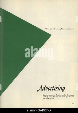 Das Jahrbuch „Antler“ 1960 der Minnehaha Academy dokumentiert Schulaktivitäten, Schülerporträts, Sportteams, Lehrkräfte und Veranstaltungen aus dem akademischen Jahr 1959-1960. Stockfoto