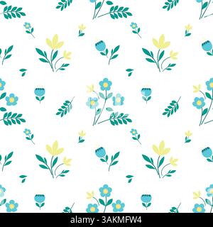 Nahtlose Muster mit blauen Blüten Stock Vektor