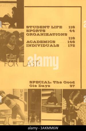 Das Windigo Jahrbuch 1981 der Edina West High School zeigt die Schüler, Lehrer, Sportmannschaften, Vereine und wichtige Veranstaltungen des akademischen Jahres 1980-1981. Stockfoto