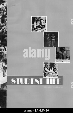 Das Windigo Jahrbuch 1981 der Edina West High School zeigt die Leistungen der Schüler, die Teilnahme an Clubs, sportliche Veranstaltungen und die Mitglieder der Fakultät während des akademischen Jahres 1980-1981. Stockfoto