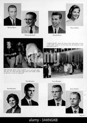 Dieses Jahrbuch der Bloomington High School 1961 mit dem Titel „Bear 61“ dokumentiert die Schüler, Lehrkräfte, Vereine, Sportmannschaften und Veranstaltungen aus dem Schuljahr 1960-1961. Stockfoto