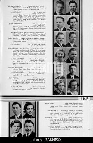 Das Wahian Jahrbuch 1935 von der Washburn High School bietet einen umfassenden Überblick über das Schuljahr 1934-1935, das akademische, sportliche und außerschulische Aktivitäten von Schülern und Dozenten umfasst. Stockfoto