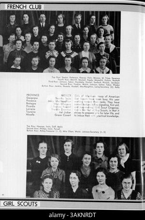Das Wahian Jahrbuch 1935 der Washburn High School enthält eine Aufzeichnung des Schuljahres 1934-1935, einschließlich Fotos und Beschreibungen von Schülerleistungen, Leichtathletik, Lehrkräften und Schulveranstaltungen. Stockfoto
