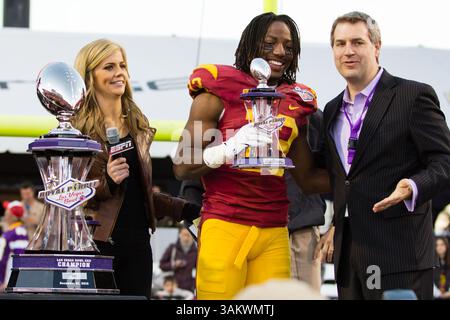 21. Dezember 2013 - Las Vegas, Nevada, USA - USC Cornerback Kevon Seymour (#13) erhielt den Defensivtitel „Outperformer“ des Spiels Aware beim Royal Purple Las Vegas Bowl 2013 im Sam Boyd Stadium in Las Vegas, Nevada. #25 USC besiegte #20 Fresno State mit 45:20. (Bild: © Mat Gdowski/ZUMAPRESS.com) Stockfoto