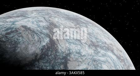 Eisiger außerirdischer Exoplanet in der äußeren Galaxie Stockfoto