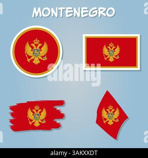 Montenegro Vektorkarte Silhouette Illustration isoliert auf blauem Hintergrund Stock Vektor