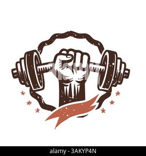 Bodybuilding-Logo und motivierendes T-Shirt-Design Stock Vektor