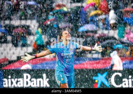 Barcelona, Spanien. März 2025. Misa Rodriguez feiert den Sieg in der spanischen Frauenliga, Liga F, dem Fußballspiel zwischen dem FC Barcelona und Stockfoto