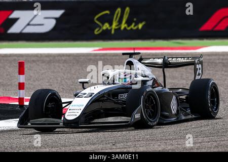 Sakhir, Bahrain. April 2025. 23 VOISIN Callum (gbr), Rodin Motorsport, Dallara F3 2025, Action während der 2. Runde der FIA Formel 3 Meisterschaft 2025 vom 11. Bis 13. April 2025 auf dem Bahrain International Circuit, in Sakhir, Bahrain - Foto Eric Alonso / DPPI Credit: DPPI Media/Alamy Live News Stockfoto