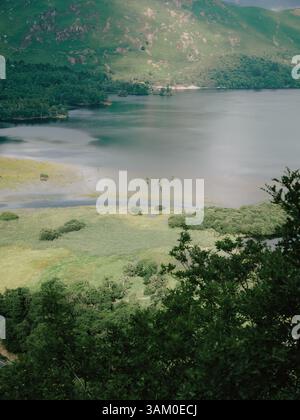 Das überflutete Derwntwater / Derwent Water in Borrowdale im Lake District National Park, Cumbria, England Großbritannien - Überschwemmungsfläche überschwemmt Stockfoto