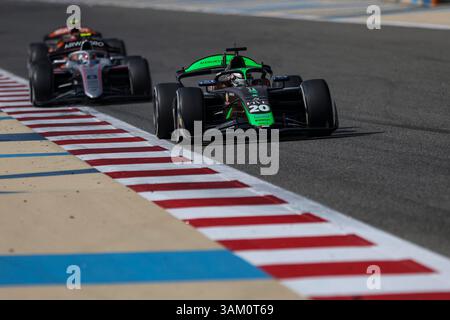 20 DURKSEN Joshua (Par), AIX Racing, Dallara F2 2024, Action während der 2. Runde der FIA Formel 2 Meisterschaft 2025 vom 11. Bis 13. April 2025 auf dem Bahrain International Circuit in Sakhir, Bahrain - Foto Xavi Bonilla / DPPI Stockfoto