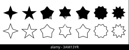 Stars-Kollektion. Sternsymbole. Vektorsymbol Sternsymbol Vektor / Sternsymbol / Stern - Vektorsymbol auf weißem Hintergrund. Stock Vektor