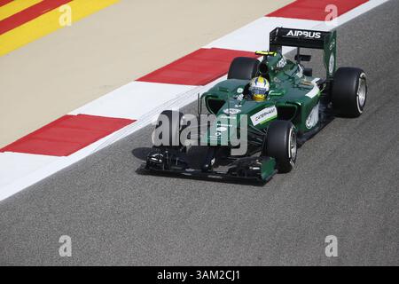 April 2014 - Manama, BAHRAIN, BAHRAIN - Marcus ERICSSON, SWE, . Team Caterham F1, Caterham CT05, Renault Energy F1 2014,.BAHRAIN – Rennstrecke MANAMA, Shakir – 04/04/2014 – Formel 1, F1, Formel 1 – Bild zur Gebührenpflicht (Credit Image: © David McIntyre/ZUMAPRESS.com) Stockfoto