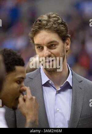 April 2014 – Los Angeles, Kalifornien, USA S - Pau Gasol von den Los Angeles Lakers während des Spiels zwischen den Los Angeles Clippers und den Los Angeles Lakers im Staples Center am Sonntag, den 6. April 2014 in Los Angeles, Kalifornien. Clippers besiegen Lakers 120-97. (Bild: © Prensa Internacional/ZUMAPRESS.com) Stockfoto