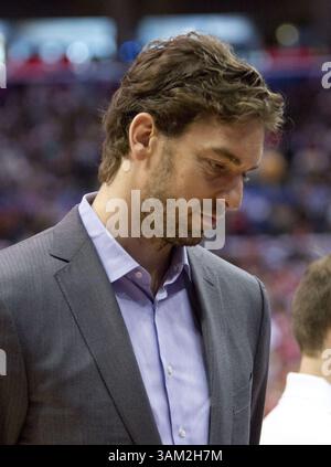 April 2014 – Los Angeles, Kalifornien, USA S - Pau Gasol von den Los Angeles Lakers während des Spiels zwischen den Los Angeles Clippers und den Los Angeles Lakers im Staples Center am Sonntag, den 6. April 2014 in Los Angeles, Kalifornien. Clippers besiegen Lakers 120-97. (Bild: © Prensa Internacional/ZUMAPRESS.com) Stockfoto