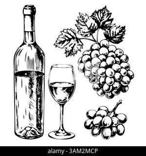 Eine Flasche Wein, ein Weinglas Stock Vektor