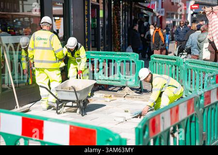 Lewisham Regeneration der Gehwege und Straßen im südlichen Londoner Stadtteil. Stockfoto