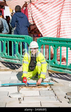 Lewisham Regeneration der Gehwege und Straßen im südlichen Londoner Stadtteil. Stockfoto