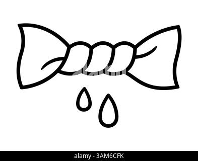 Zeichentrickzeichnung mit nassem Tuch. Einfaches Schwarzweiß-Symbol. Handgezeichnete Vektorgrafik. Stock Vektor