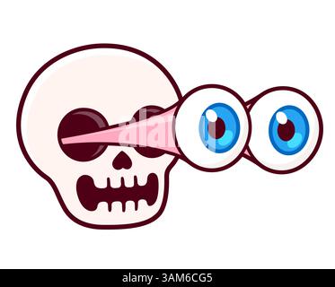 Finny-Cartoon-Schädel mit aufspringenden Augäpfeln. Überraschungsreaktion im Comic-Stil. Isolierte Vektorgrafik. Stock Vektor