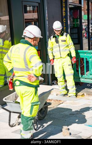 Lewisham Regeneration der Gehwege und Straßen im südlichen Londoner Stadtteil. Stockfoto