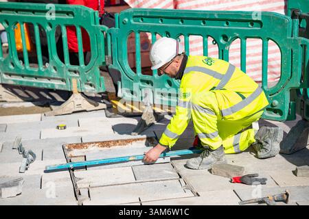 Lewisham Regeneration der Gehwege und Straßen im südlichen Londoner Stadtteil. Stockfoto
