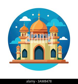Illustration Des Moscheevektorsymbols. Moslem Building Icon Konzept Isolierter Premium-Vektor. Flat Cartoon Style Free Vector und Free EPS Stock Vektor