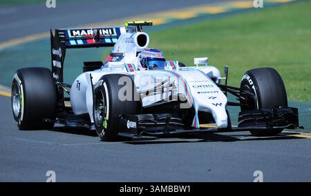 14. März 2014 – Melbourne, Victoria, Australien – Valtteri Bottas (FIN) von Williams während des ersten Trainingssitzes am zweiten Tag des Formel 1 Grand Prix 2014 in Australien. (Kreditbild: © Theo Karanikos/ZUMAPRESS.com) Stockfoto