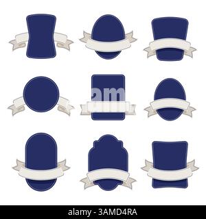 Vintage-Abzeichen mit Bändern. Vektorillustration, isoliert auf weißem Hintergrund Stock Vektor