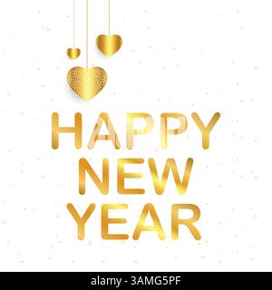 Gold Happy New Year Texteffektoren, Illustrationskunst Stock Vektor