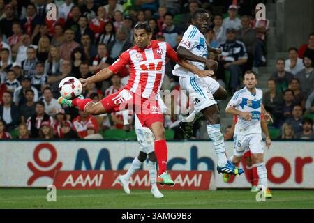 1. März 2014 - Melbourne, Victoria, Australien - David WILLIAMS of the Heart tritt im 21. Runde Spiel zwischen Melbourne Heart und Melbourne Victory in der Saison 2013-24 der Australian Hyundai A-League im AAMI Park, Melbourne, Australien, ins Tor. (Bild: © Sydney Low/ZUMAPRESS.com) Stockfoto